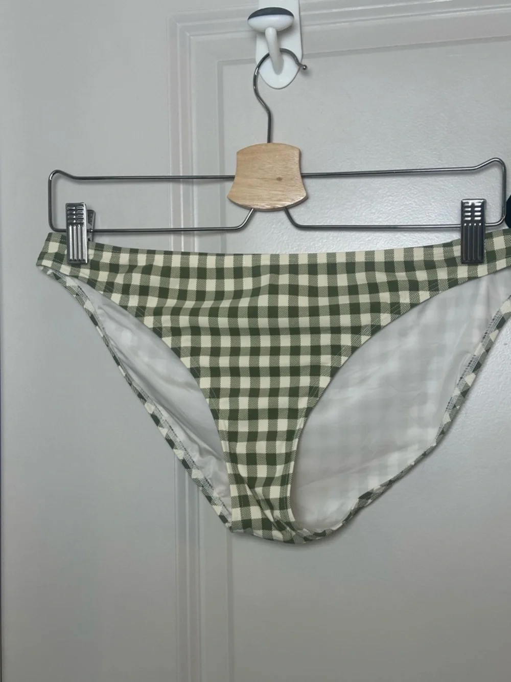 Tory Burch Gingham Check Green & Cream Two Piece Bikini, Size Medium